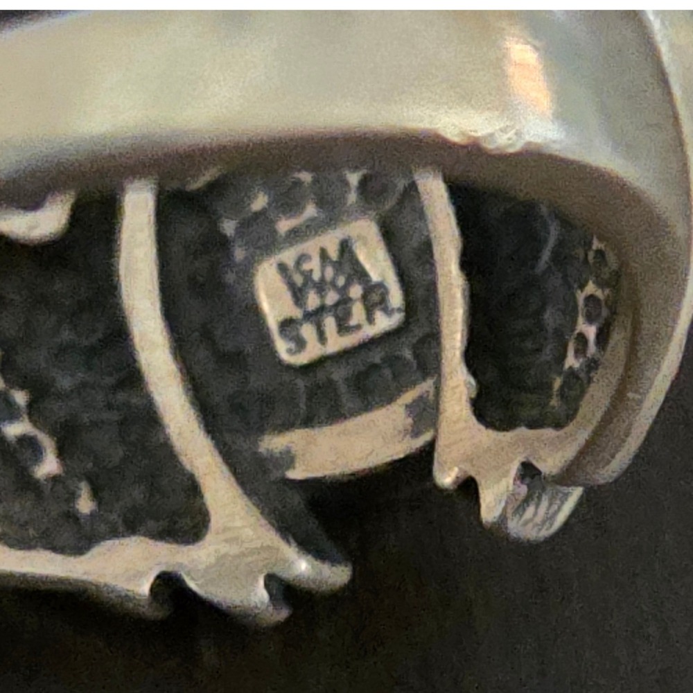 WM Co Sterling Silver 925 Diamond Cut Ring Black Hematite Art Deco‎ Design - Picture 4 of 4